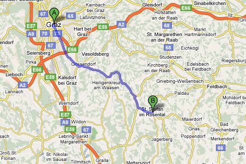 Google-Maps-Karte Graz - St. Stefan im Rosental